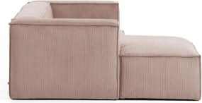 Világos rózsaszín kordbársony sarokkanapé (bal oldali) Blok – Kave Home