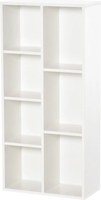 HOMCOM Fa Könyvespolc 7 Tárolórekesszel Növényekhez és Dokumentumokhoz, 50x24x106 cm, Fehér | Aosom
