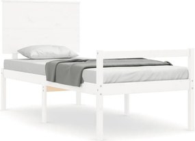 vidaXL fehér tömör fa ágy időseknek fejtámlával 90x200 cm