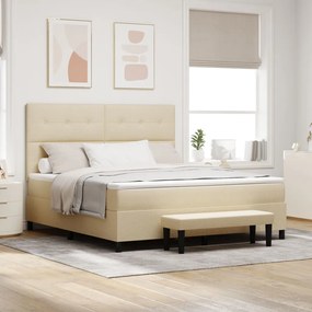 Box Spring Ágy Matraccal és Padlással Krém 180x200 cm Szövet