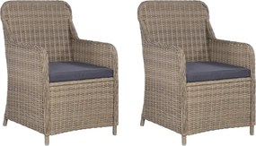 vidaXL 2 db barna polyrattan kültéri szék párnával