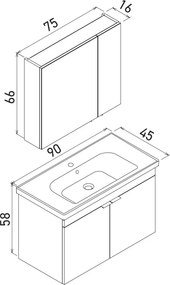 Desna mosdószekrény, 90 cm – TR785PNC1564