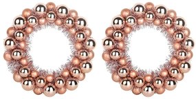 Karácsonyi labda koszorúk 2 pcs Rózsaarany 33 x 33 x 7 cm