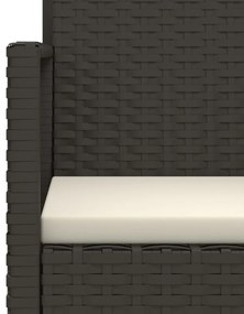 3 részes fekete polyrattan kültéri ülőgarnitúra párnákkal