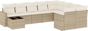 vidaXL 10 részes bézs polyrattan kerti ülőgarnitúra párnával