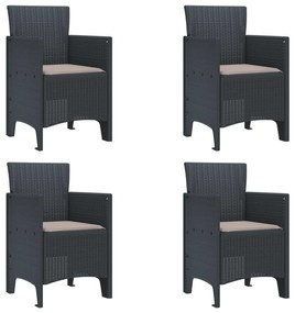 vidaXL Kerti Szék párnával 4 pcs Antracit 53 x 49 x 85 cm Polipropilén