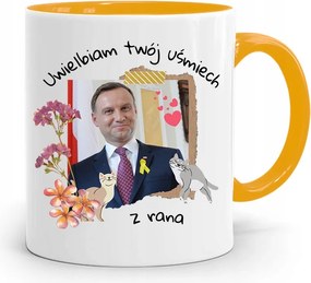 Duda András Sárga Elnöki Bögre Nyomtatott Mintával