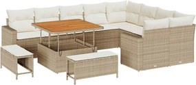 vidaXL Kerti Kanapé Szett 12 pcs Bézs polirattan