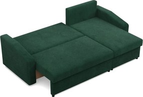 Zeus sarokkanapé, 2 ágyneműtartóval, döntött kartámasz, kordbársony, univerzális oldal, hab töltet, zöld