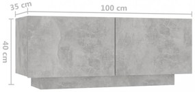 betonszürke forgácslap éjjeliszekrény 100 x 35 x 40 cm