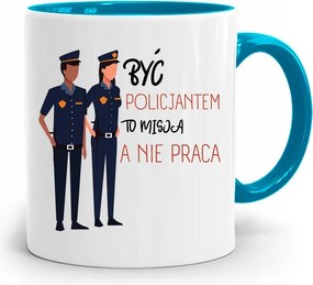 Kék Bögre Rendőrnek Küldetés Nem Munka nyomott mintával