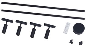 Modern sínrendszer 4 fekete spotlámpával, 1 fázisú - Magnetic Samson