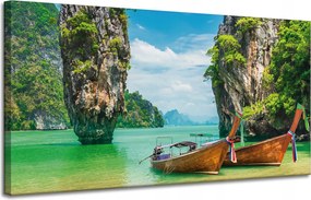 Vászonkép Csónakok a parton Víz Tájkép 120x60 cm