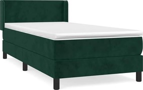 vidaXL sötétzöld bársony rugós ágy matraccal 100 x 200 cm