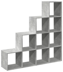 4 szintes betonszürke szerelt fa könyvespolc 131,5x29x131,5 cm