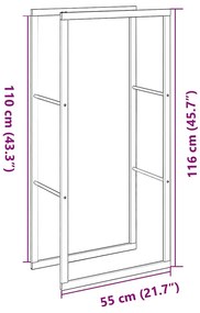 tűzifa állvány Fekete 55x30x116 cm Acél