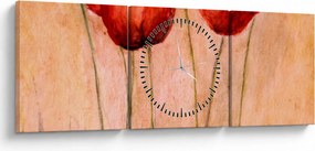 Kép - piros tulipán (órával) (90x30 cm)