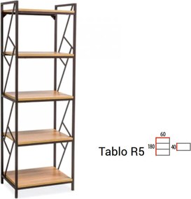 Tablo R5 180cm Könyvespolc Tölgy - Sötétbarna