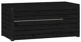 fekete tömör fenyőfa kerti láda 101 x 50,5 x 46,5 cm