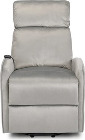 FOTEL COLTON Szary Welurowy z Funkcją Wstawania