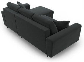 Sötétszürke bársony kinyitható tárolóhelyes sarokkanapé Kyoto – Cosmopolitan Design