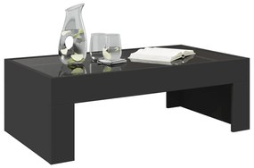 Fekete végtelen hatású LED-es dohányzóasztal 90 x 50 x 30 cm