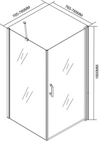 Simple nyílóajtós szögletes zuhanykabin zuhanytálca nélkül