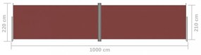 barna behúzható oldalsó napellenző 220 x 1000 cm