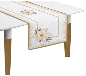 Karácsonyi mikulásvirág mintás asztali futó 45x140 cm 2 db-os pamut White Elegance