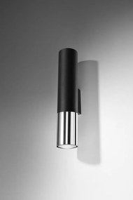 Fekete-ezüstszínű fém fali lámpa ø 6 cm Longbot – Sollux