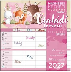 Falinaptár, mágneses, kétheti, 22x22 cm, LIZZYCALENDAR Családi tervező (TICLCFNMCS)