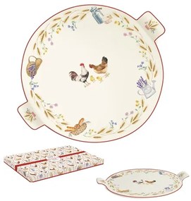 Sajtkínáló porcelán tálca 30 cm kakasos Country Life