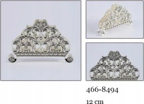 Ezüst színű, díszített fém szalvétatartó