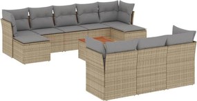 vidaXL 11részes vegyes bézs polyrattan kerti ülőgarnitúra párnákkal