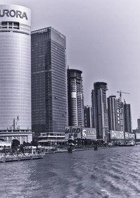 Poszter 29,7x42cm Pudong panoráma a Huangpu folyó felett, Assaf Frank