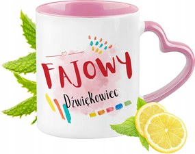 Hangos Bögre Rózsaszín Szív Alakú Füllel Kávé Ajándék