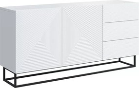 Asha komód 167 cm kétajtós fiókos - matt fehér / fekete vázzal