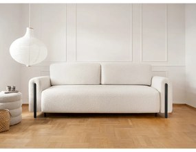 Elefántcsont színű buklé kinyitható-tárolóhelyes kanapé 244 cm Arcadova – ELTAP