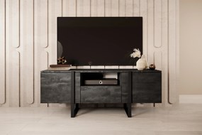 Verica 150 cm-es TV-szekrény nyitott polccal - szénfekete / fekete lábak