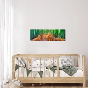 Kép - Japán bambusz erdő (órával) (90x30 cm)