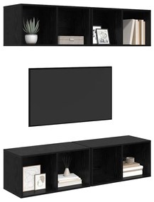 Fali TV Szekrény 4 pcs Musta tammi 37 x 37 x 72 cm Faanyag