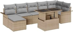 vidaXL Kerti Kanapé Szett párnával 8 pcs Bézs Poli rattan
