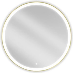 Mexen Esso megvilágított fürdőszobai tükör, kerek, 90 cm, LED 6000K, páramentes, arany keret - 9825-090-090-611-50