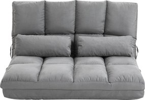 HOMCOM 2 az 1-ben Padló Szék Ágy háttámlával, 3 Fokozatban Állítható Ülőpárna, Szürke Bársony Fém 102 x 73 x 60 cm | Aosom