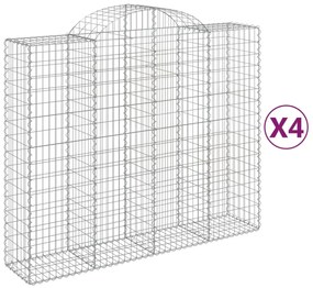 vidaXL 4 db íves horganyzott vas gabion kosár 200x50x160/180 cm