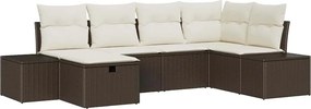 vidaXL Kerti Kanapé Szett párnával 6 pcs Barna polirattan
