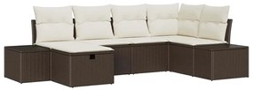 vidaXL Kerti Kanapé Szett párnával 6 pcs Barna polirattan