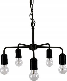 Retro függőlámpa fém, fekete, 5 izzós