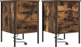 vidaXL Éjjeliszekrény 2 pcs Füstölt tölgy 42 x 41 x 61 cm Faanyag