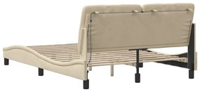 krémszínű szövet ágykeret LED-ekkel matrac nélkül 120x200 cm